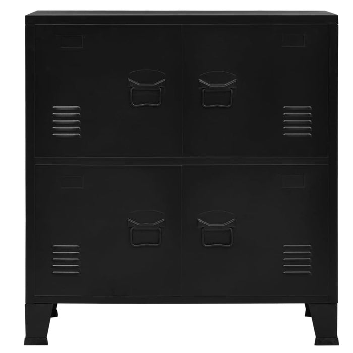 Filing Cabinet with 4 Doors Industrial Black 75x40x80 Cm