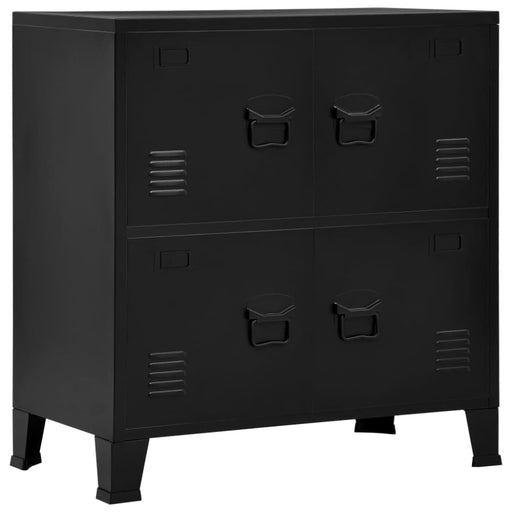 Filing Cabinet with 4 Doors Industrial Black 75x40x80 Cm
