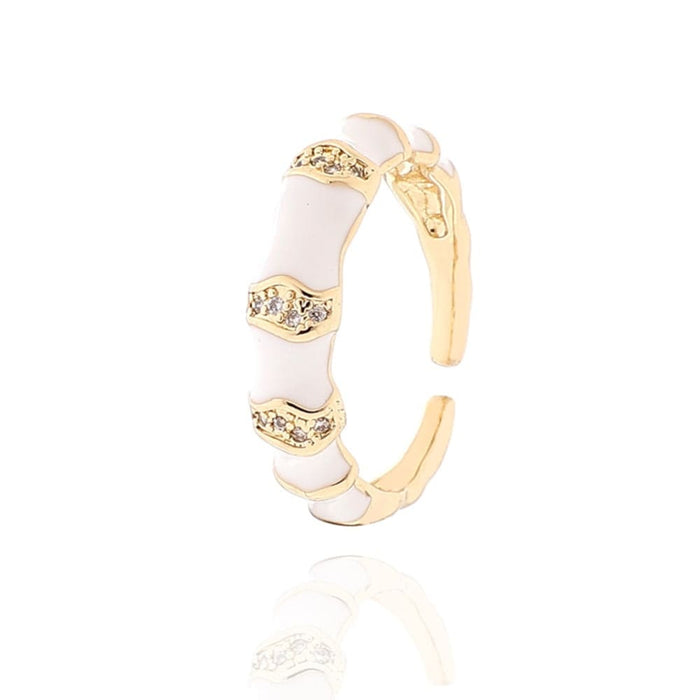 Fine 18k Gold Plated Bamboo Shape Finger Rings Elegant