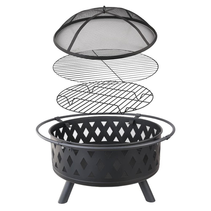 Fire Pit Bbq Charcoal Grill Ring Portable Outdoor Kitchen