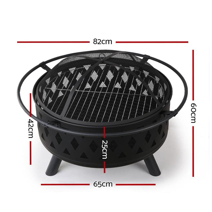 Fire Pit Bbq Charcoal Grill Ring Portable Outdoor Kitchen