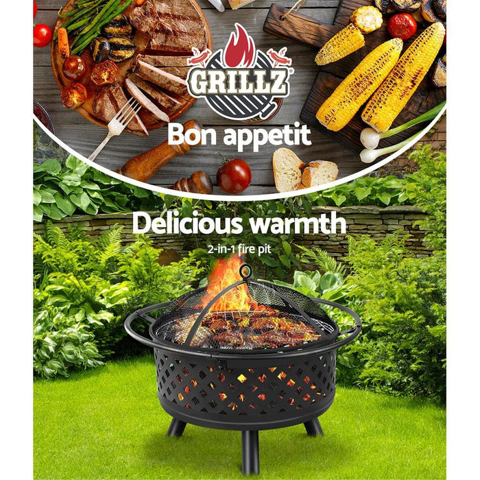 Fire Pit Bbq Grill Smoker Portable Outdoor Fireplace Patio