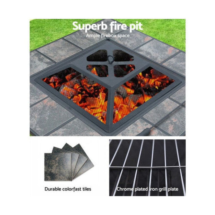 Fire Pit Bbq Grill Smoker Table Outdoor Garden Ice Pits
