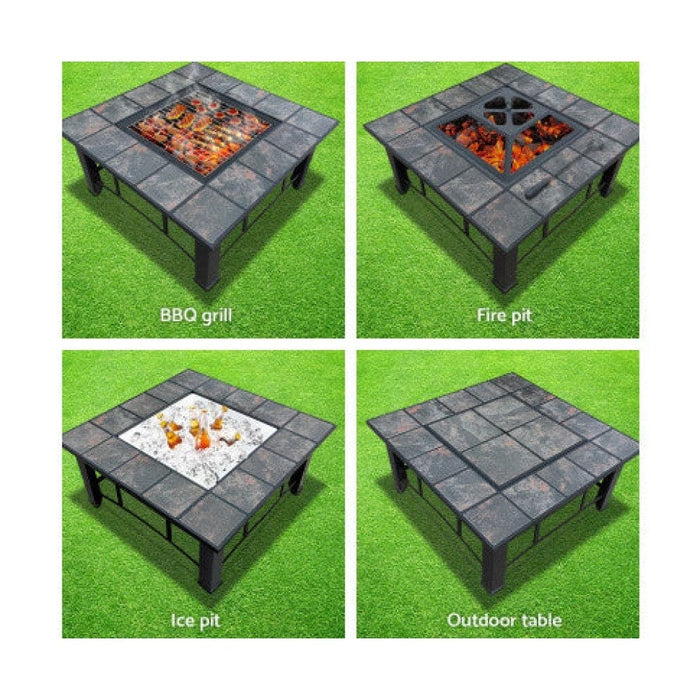 Fire Pit Bbq Grill Smoker Table Outdoor Garden Ice Pits