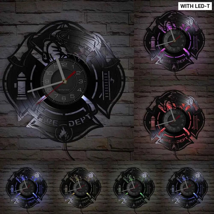 Firefighter Wall Clock with Maltese Cross Design