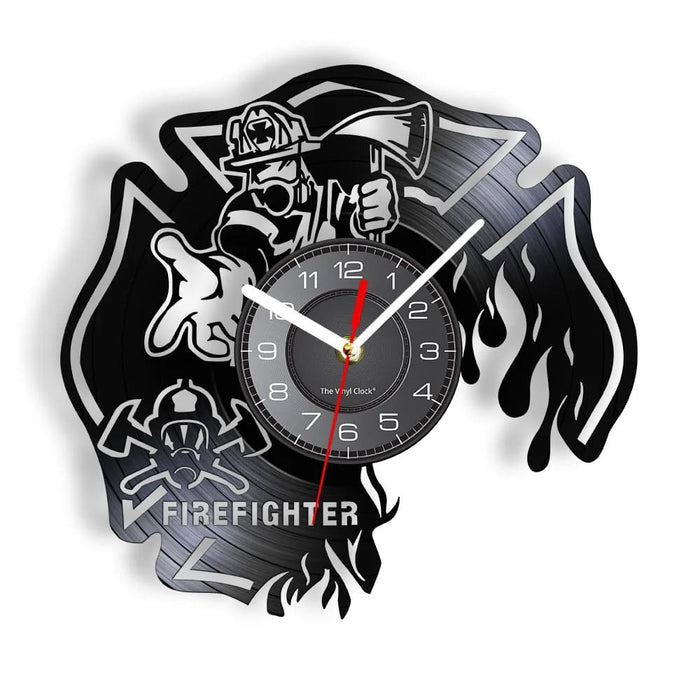 Firefighter Wall Clock with Maltese Cross Design