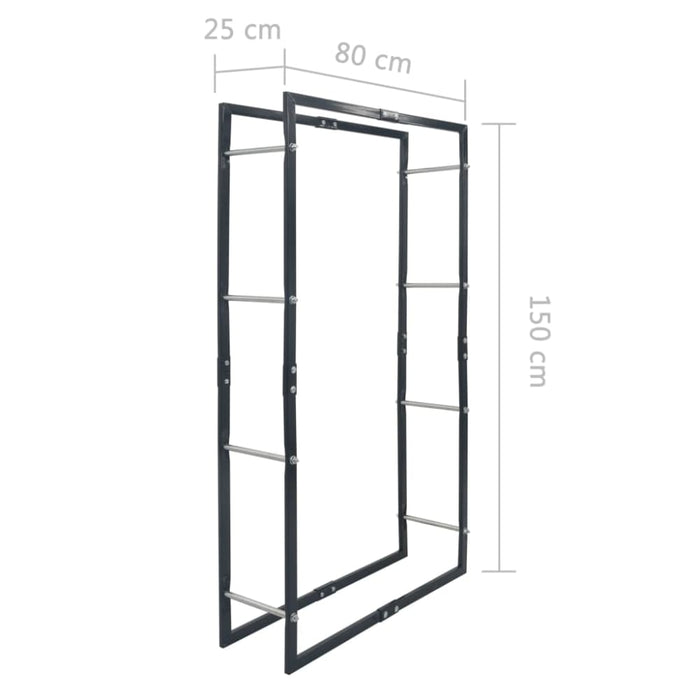Firewood Rack Black 80x25x150 Cm Steel Xnlxnk
