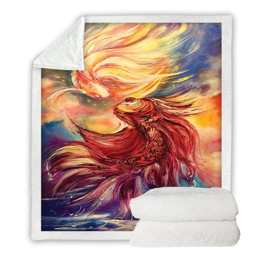Fishes By Jp.pemapsorn Bed Blanket Goldfish Soft Sherpa Koi