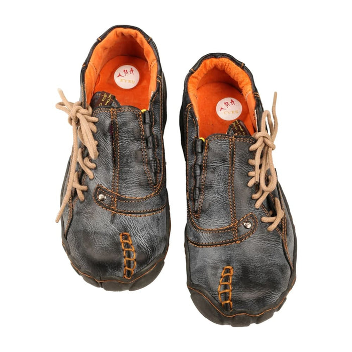 Five Finger Sole Side Lace-up Leather Womens Casual Shoes