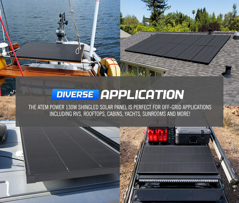 12V 130W Shingled Bifacial Solar Panel Kit Mono Fixed Caravan Camping