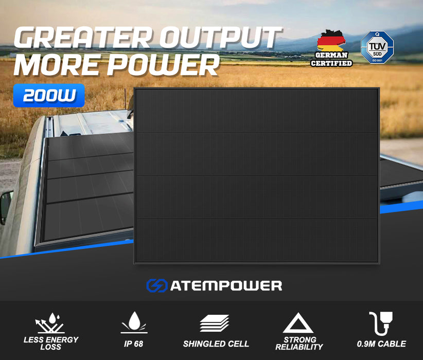 12V 200W Solar Panel Kit Mono Shingled Caravan Camping Power Charging