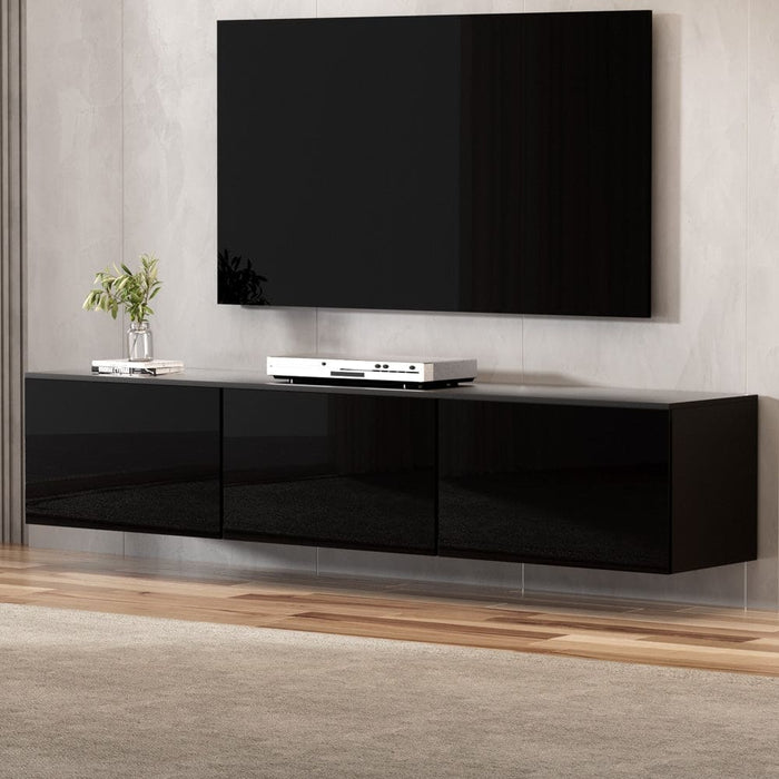 Floating Entertainment Unit Tv Cabinet High Glossy Black 3