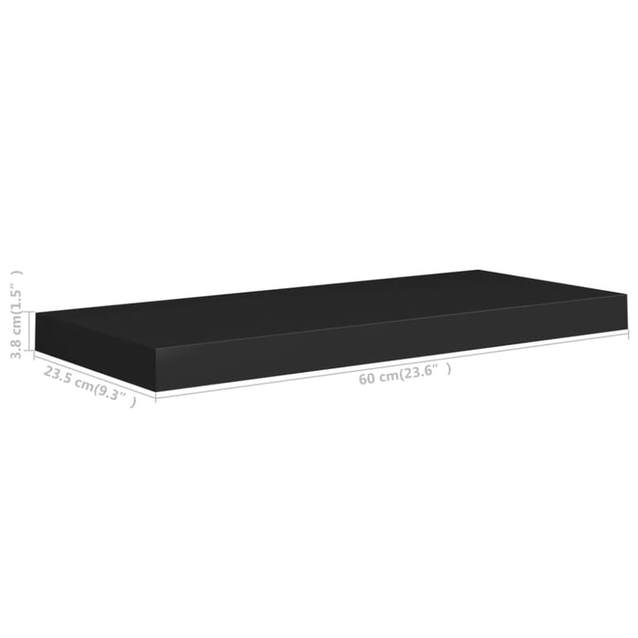 Floating Wall Shelf Black Mdf Txtntx