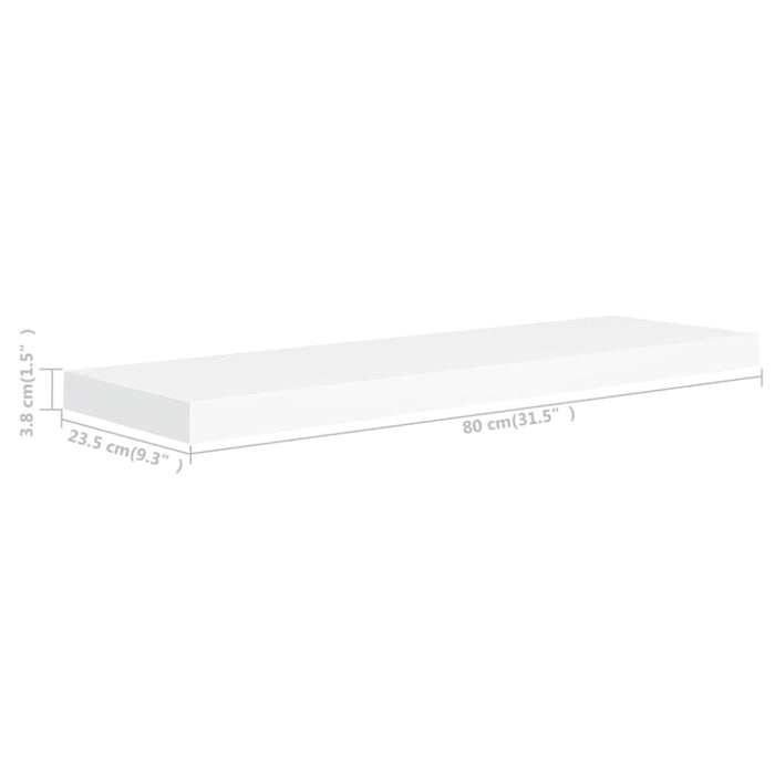 Floating Wall Shelf White Mdf Txtnoa