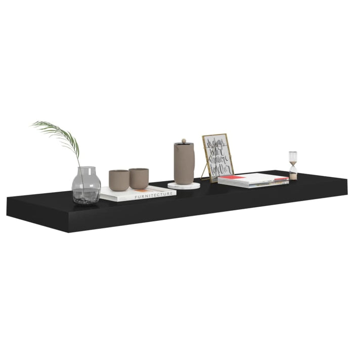 Floating Wall Shelves 2 Pcs Black Mdf Txtntl