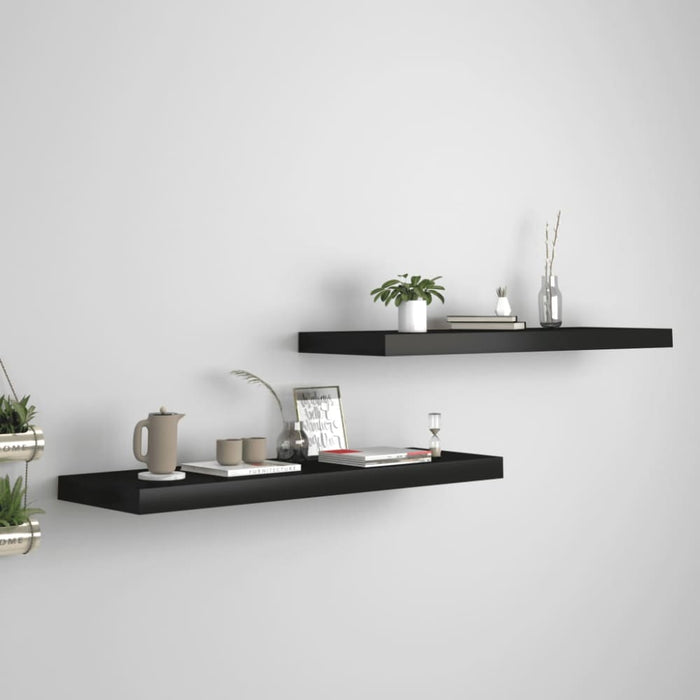 Floating Wall Shelves 2 Pcs Black Mdf Txtntl
