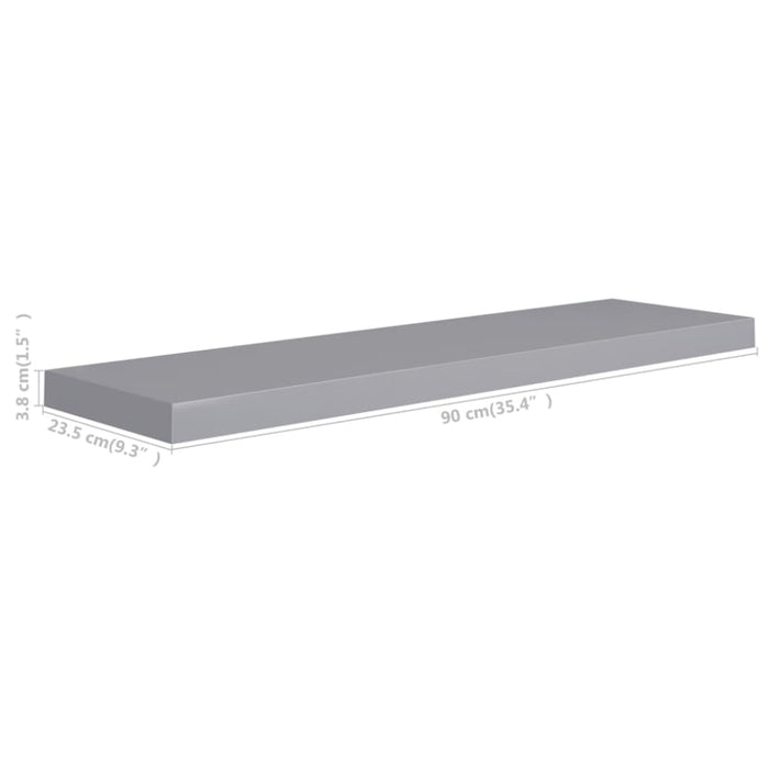 Floating Wall Shelves 2 Pcs Grey Mdf Txtnlb