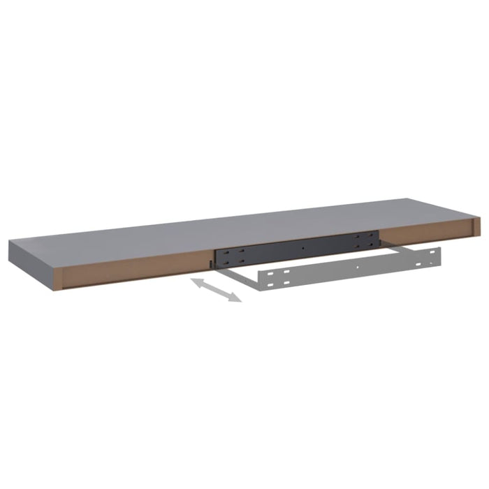 Floating Wall Shelves 2 Pcs Grey Mdf Txtnlb