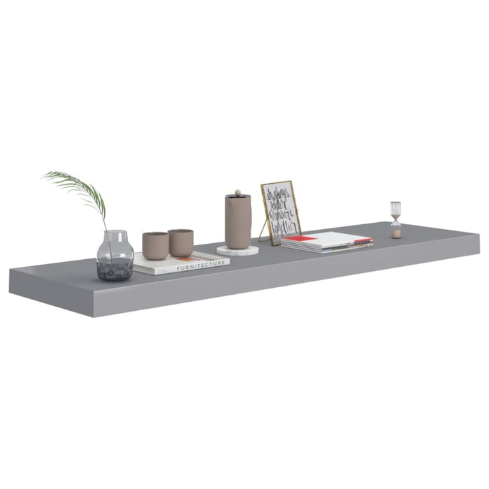 Floating Wall Shelves 2 Pcs Grey Mdf Txtnlb