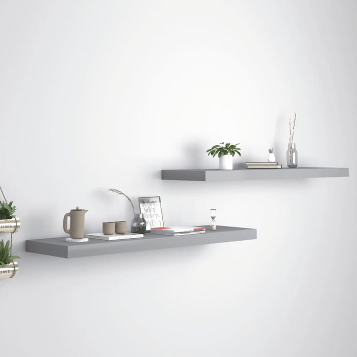 Floating Wall Shelves 2 Pcs Grey Mdf Txtnlb