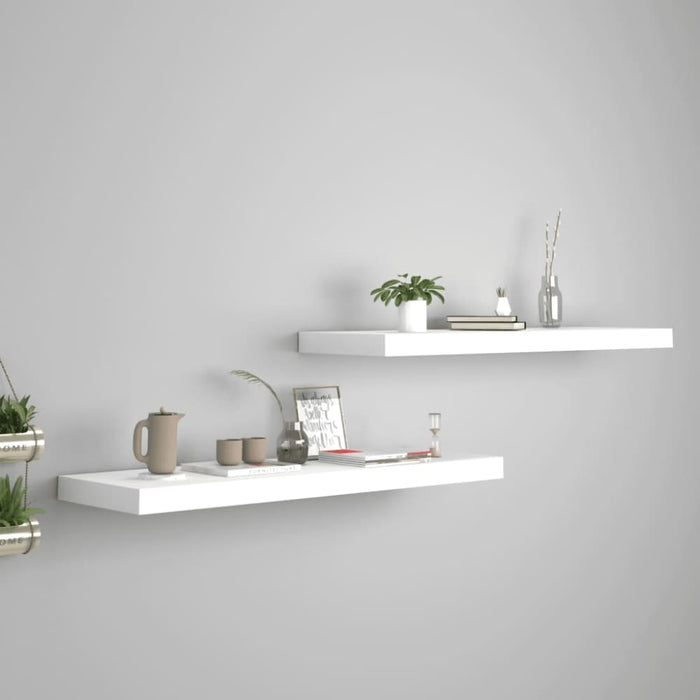 Floating Wall Shelves 2 Pcs White Mdf Txtnop
