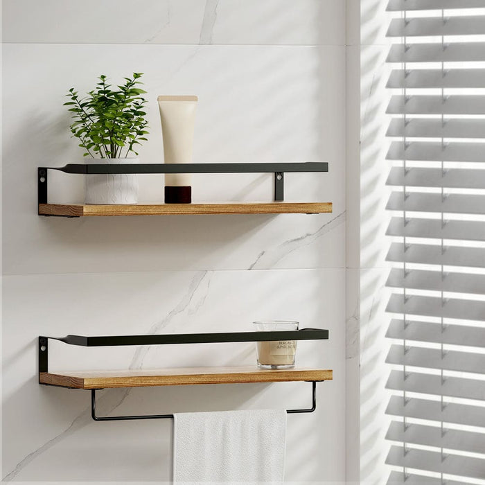 2x Floating Wall Shelves Brackets Towel Rail Rack Diy Mount