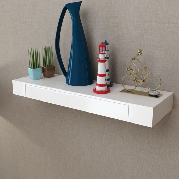 Floating Wall Shelves with Drawers 2 Pcs White 80 Cm Xilbbx