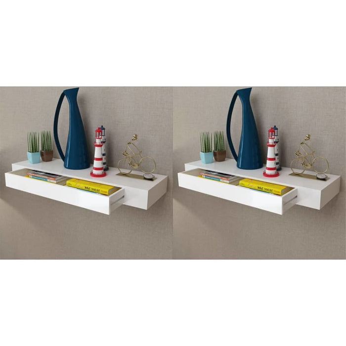 Floating Wall Shelves with Drawers 2 Pcs White 80 Cm Xilbbx