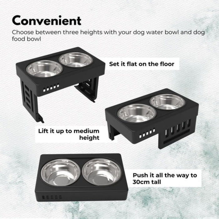 Floofi Elevated Pet Feeder Food Water Double Bowl