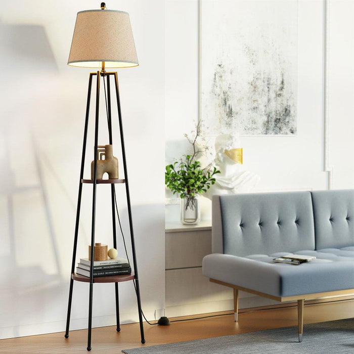 Floor Lamp Shelf Stand Modern Led Storage Shelves Living