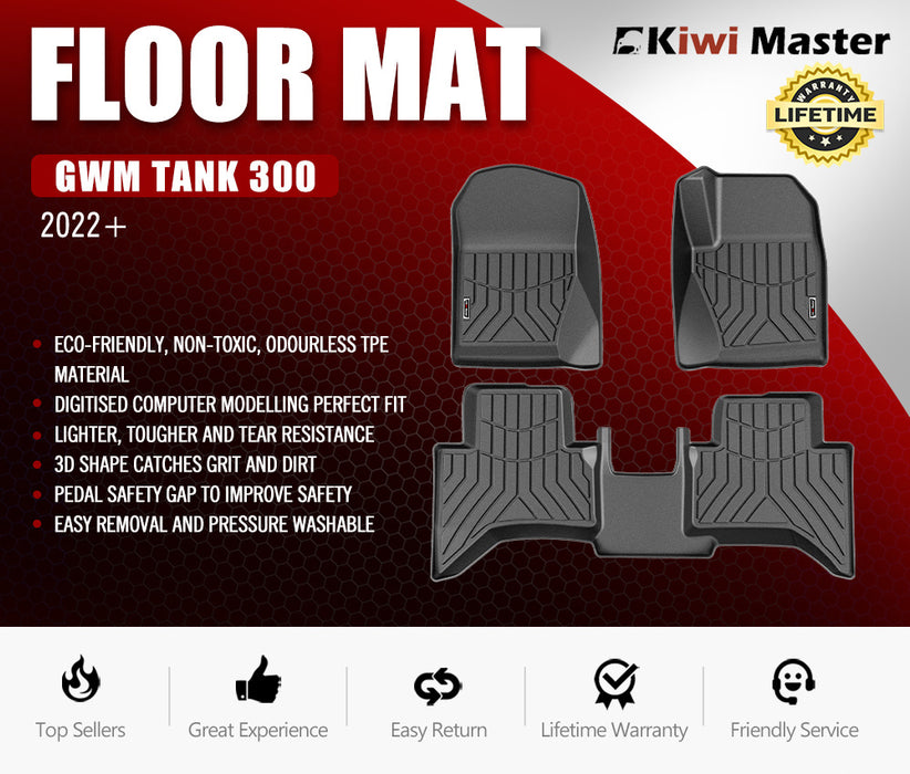 3D Tpe Car Floor Mats Liner Fit Gwm Tank 300 2022+