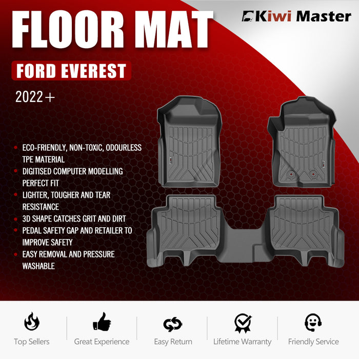3D Tpe Car Floor Mats Liner Fit Ford Everest 2022+