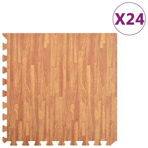 Floor Mats 24 Pcs Wood Grain Eva Foam