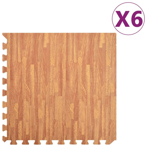Floor Mats 6 Pcs Wood Grain Eva Foam