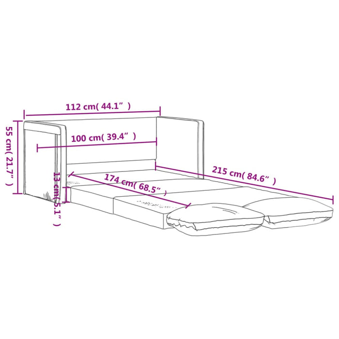 Floor Sofa Bed 2-in-1 Black 112x174x55 Cm Fabric Tptkll