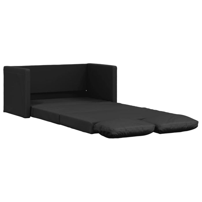 Floor Sofa Bed 2-in-1 Black 112x174x55 Cm Faux Leather