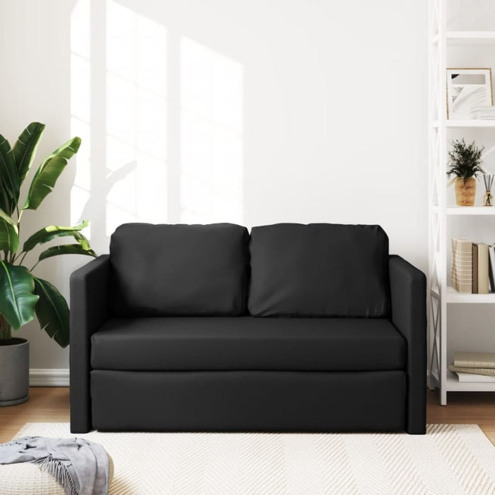 Floor Sofa Bed 2-in-1 Black 112x174x55 Cm Faux Leather