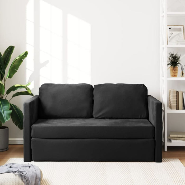 Floor Sofa Bed 2-in-1 Black 122x204x55 Cm Velvet Tptkpk