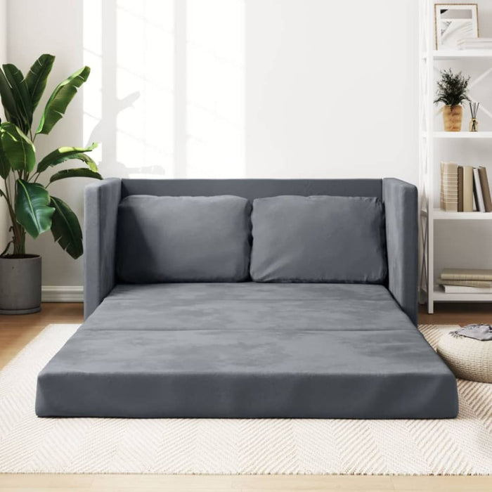 Floor Sofa Bed 2-in-1 Dark Grey 122x204x55 Cm Velvet Tptkpn