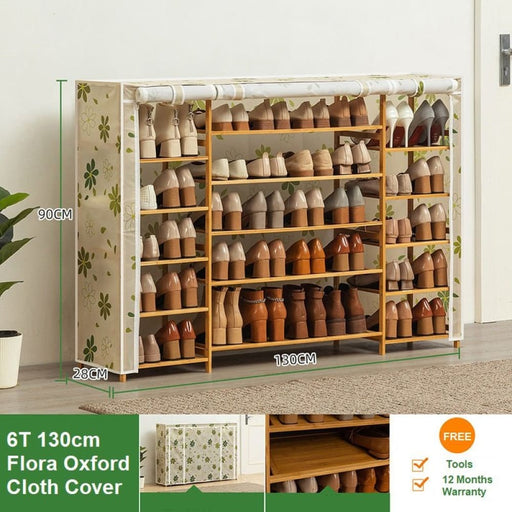 Flora Cover Six Tier Oxford Cloth Covered Tower Bamboo
