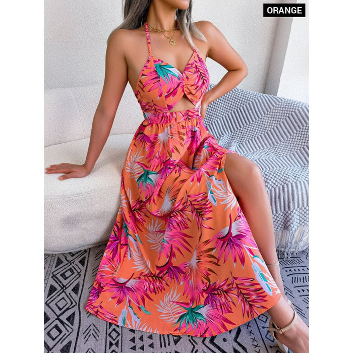 Floral Print Halter Dress for Women
