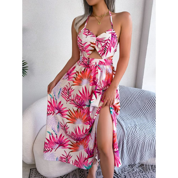 Floral Print Halter Dress for Women