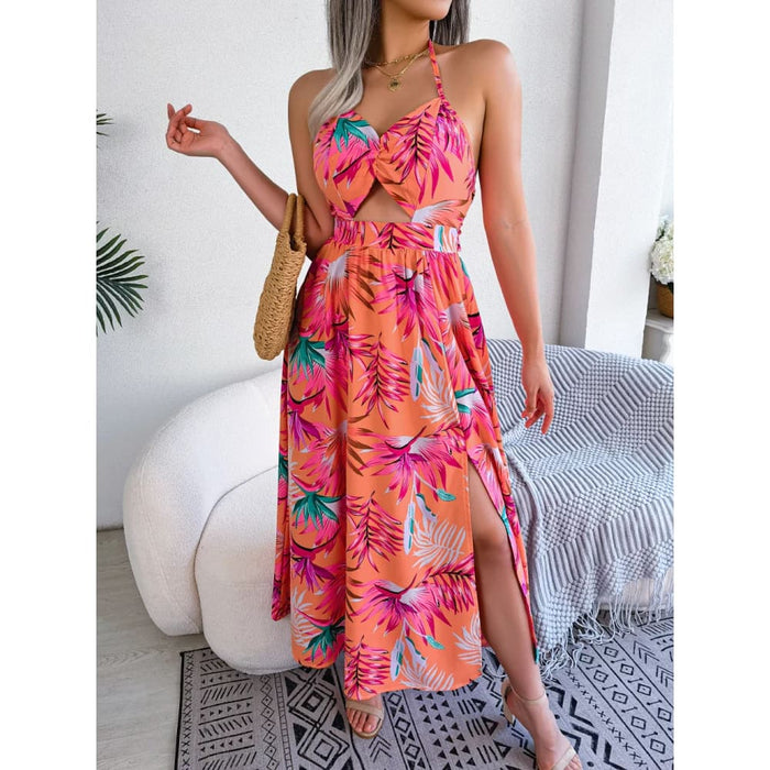 Floral Print Halter Dress for Women