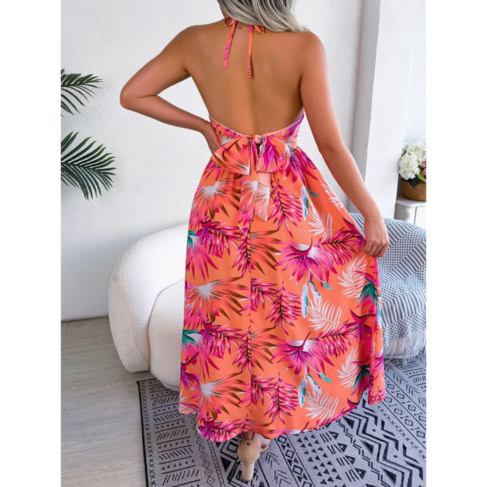 Floral Print Halter Dress for Women