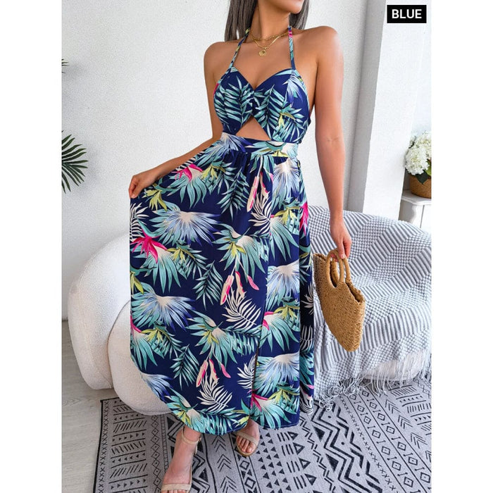 Floral Print Halter Dress for Women