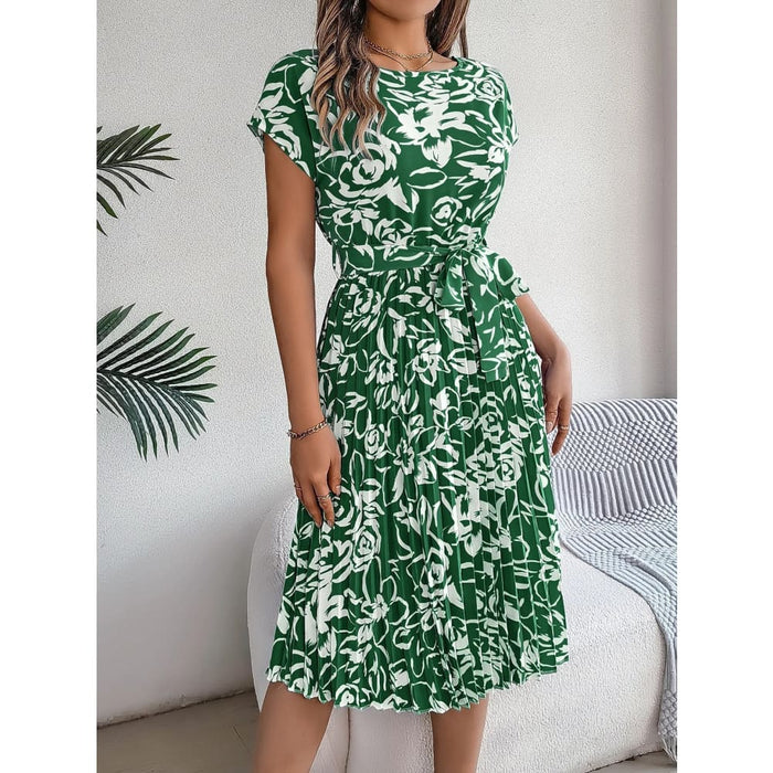 Floral Print Short Sleeve Dress for Women