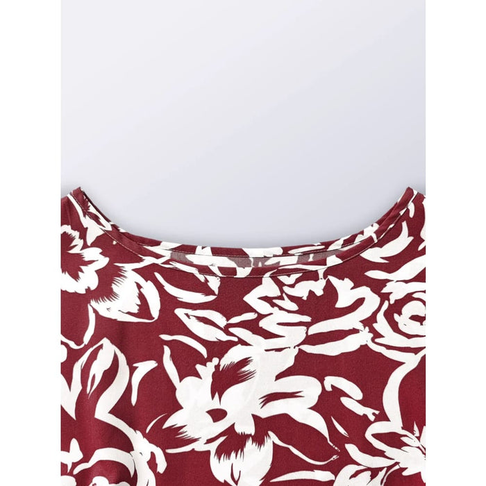 Floral Print Short Sleeve Dress for Women