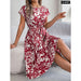 Floral Print Short Sleeve Dress for Women