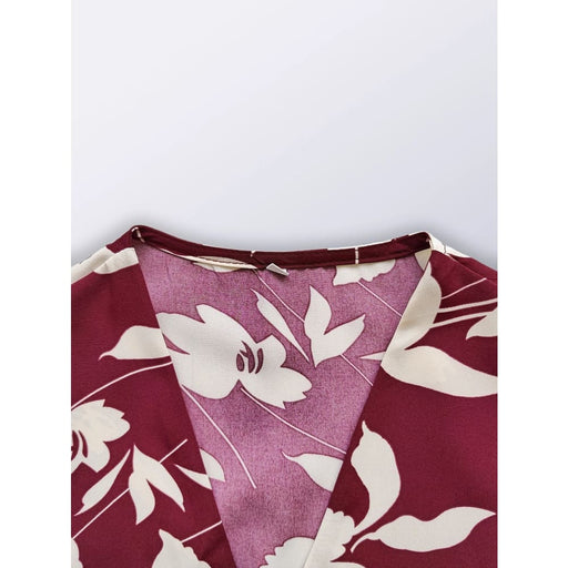 Floral Print v Neck Dress with Tie Bow