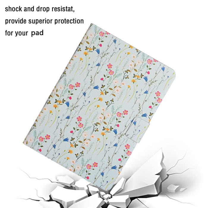 Flower Pattern Flip Leather Smart Tablet Case